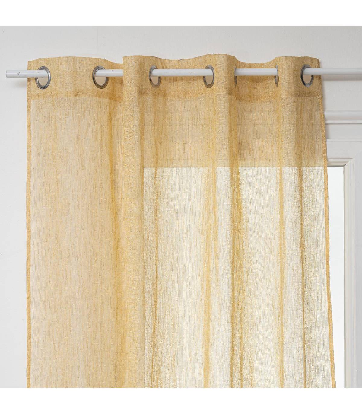 Voilage à œillets Jaune Ocre 140 x 240 cm - Imagen 1