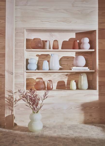 Vase blanc nature verre Living - Image 2