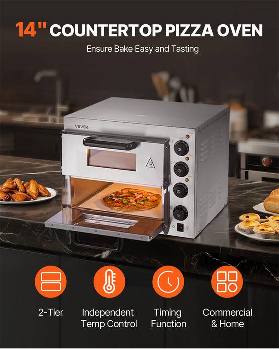 Four à pizza électrique VEVOR 30,5 cm 1450 W, température 25-300 °C Four à pizza électrique VEVOR 30,5 cm 1450 W, température 25-300 °C