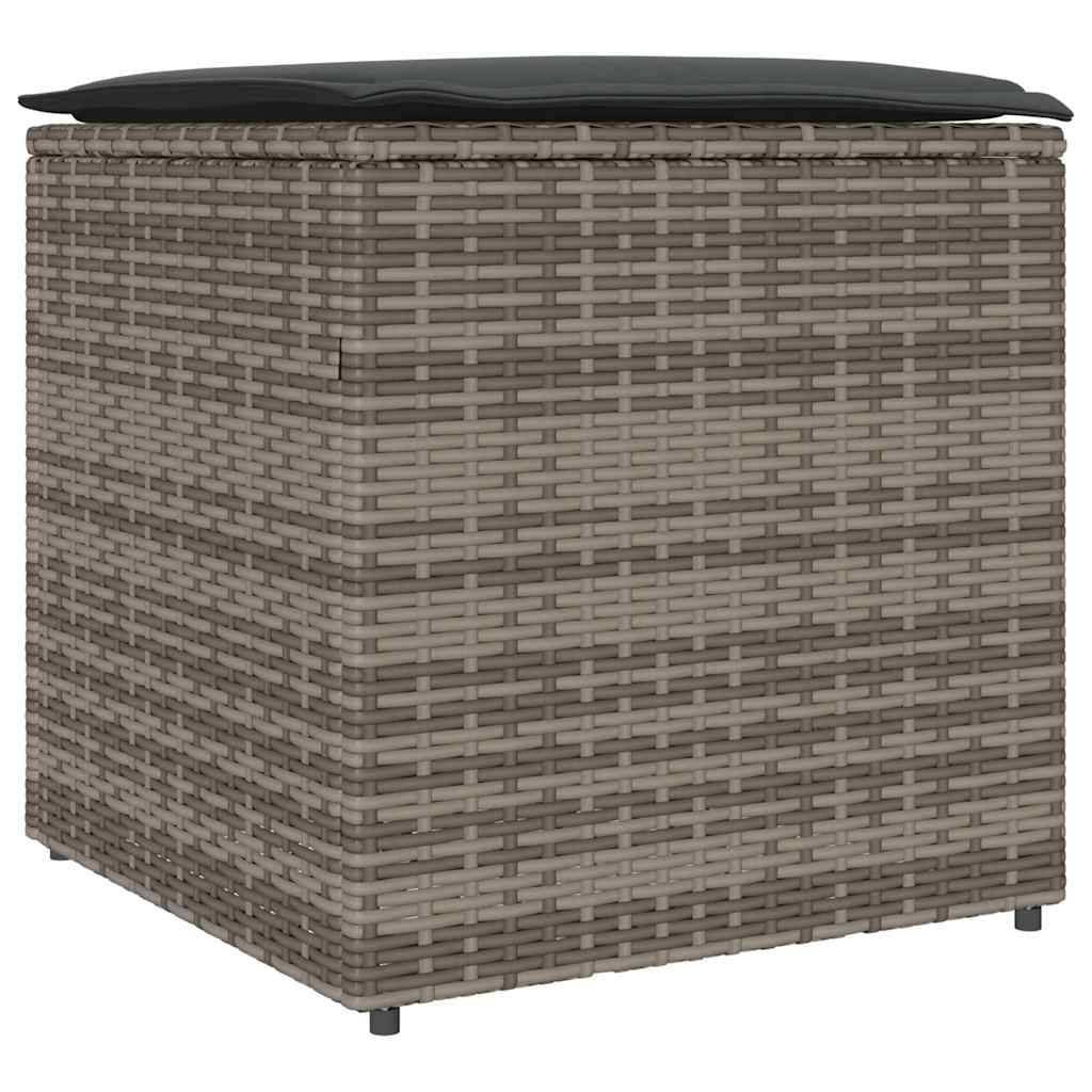 Petite Boîte de Rangement Jardin Polyrotin Étanche pour Coussins Balcon Gris 50x50x50 cm – ComfortXL Outdoor Living - Image 2