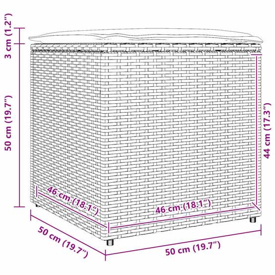 Petite Boîte de Rangement Jardin Polyrotin Étanche pour Coussins Balcon Gris 50x50x50 cm – ComfortXL Outdoor Living - Image 5