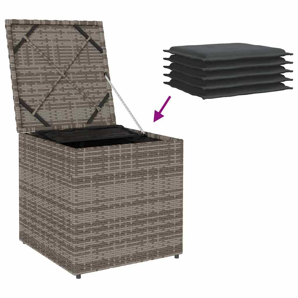 Petite Boîte de Rangement Jardin Polyrotin Étanche pour Coussins Balcon Gris 50x50x50 cm – ComfortXL Outdoor Living - Image 4
