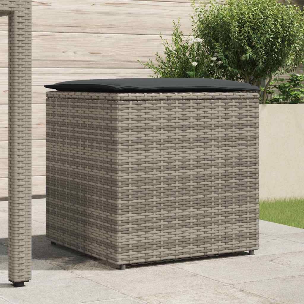 Petite Boîte de Rangement Jardin Polyrotin Étanche pour Coussins Balcon Gris 50x50x50 cm – ComfortXL Outdoor Living - Image 3
