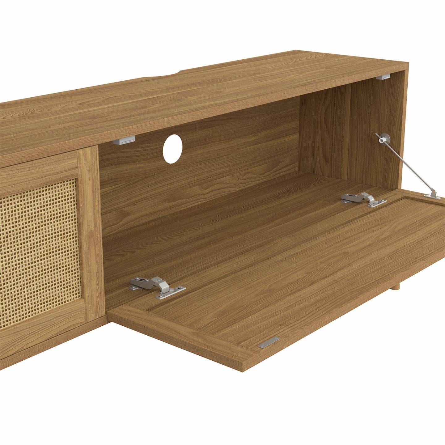 Meuble TV 180 cm suspendu HANAE 2 portes effet naturel cannage - Image 6