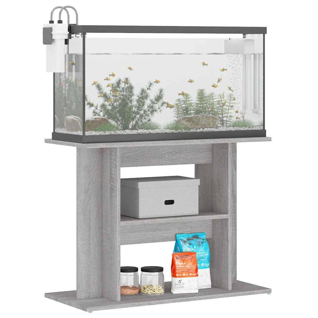 Meuble Aquarium Bois d'Ingénierie Support Rangement 80x35x60cm Gris Béton - ComfortXL Outdoor Living - Image 3