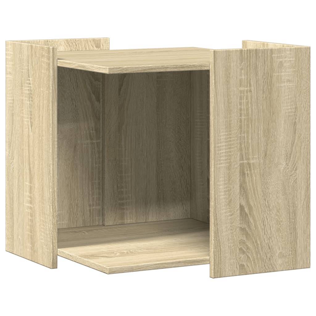 Lit pour chat - Meuble de bac à litière pour chat chêne sonoma bois ingénierie-JU147 - Image 1