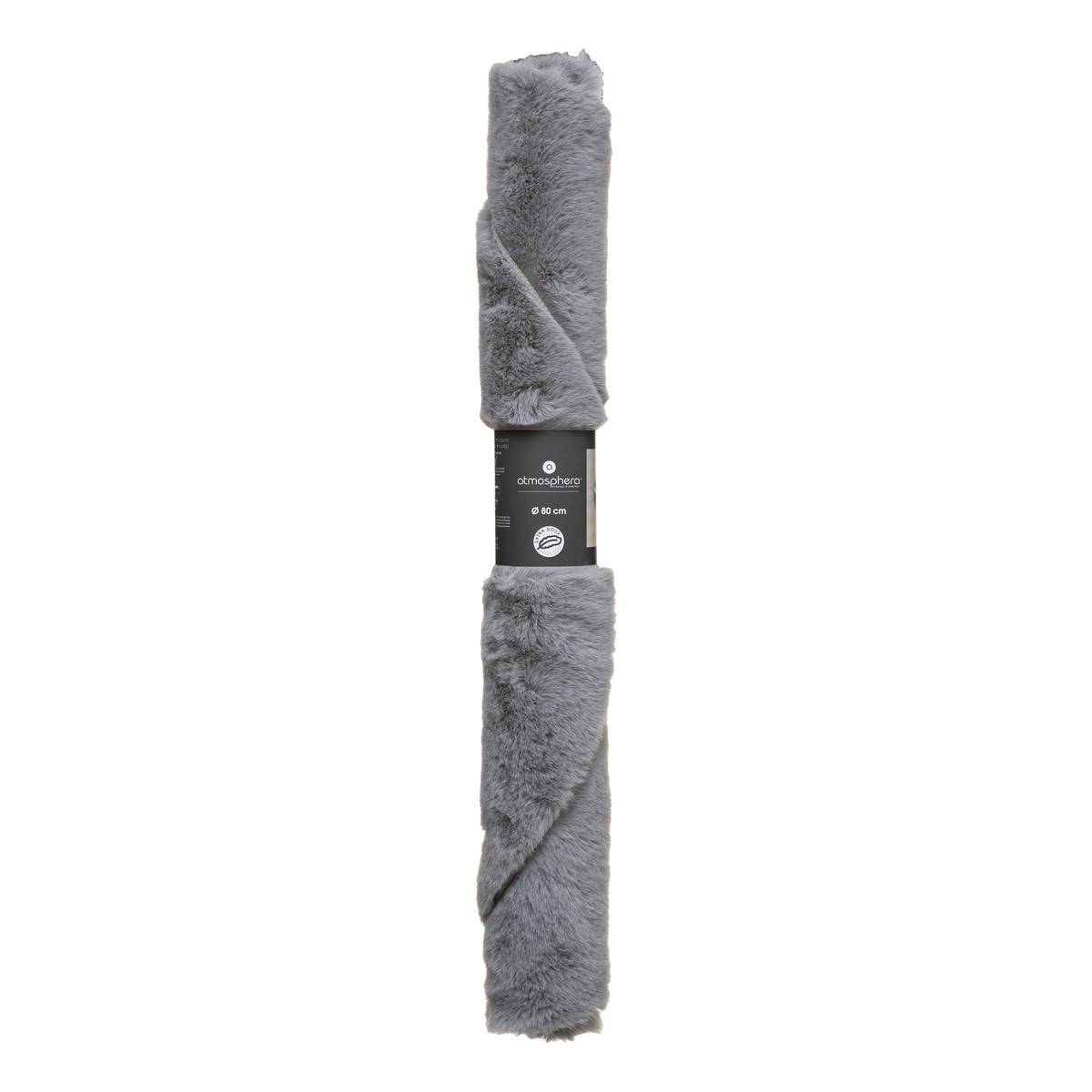 Atmosphera - Tapis effet fourrure gris D80cm - Atmosphera Créateur d'intérieur - Imagen 4