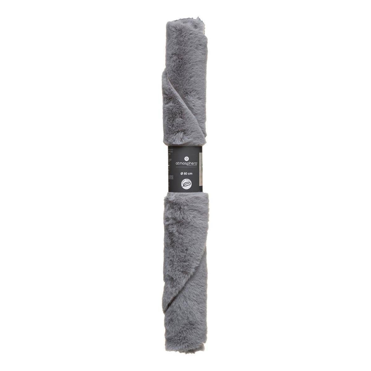 Atmosphera - Tapis effet fourrure gris D80cm - Atmosphera Créateur d'intérieur - Imagen 5