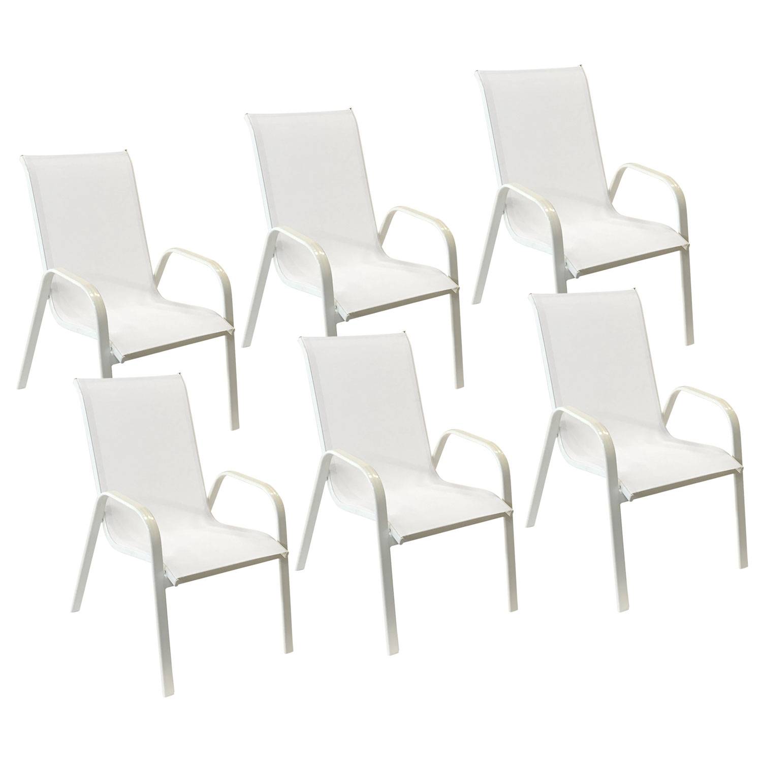 Happy Garden - Lot de 6 chaises MARBELLA en textilène blanc - aluminium blanc - HAPPY GARDEN - Imagen 1