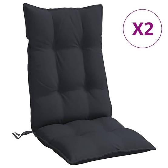 Coussins de chaise à dossier haut tissu oxford noir 120 x 50 x 7 cm, poids:3.75kg - PANGIVO - Image 2