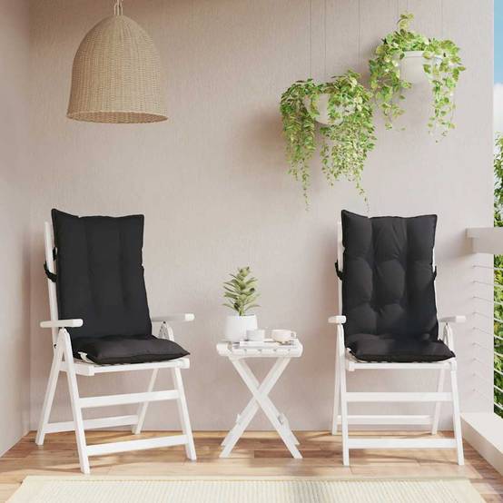 Coussins de chaise à dossier haut tissu oxford noir 120 x 50 x 7 cm, poids:3.75kg - PANGIVO - Image 1