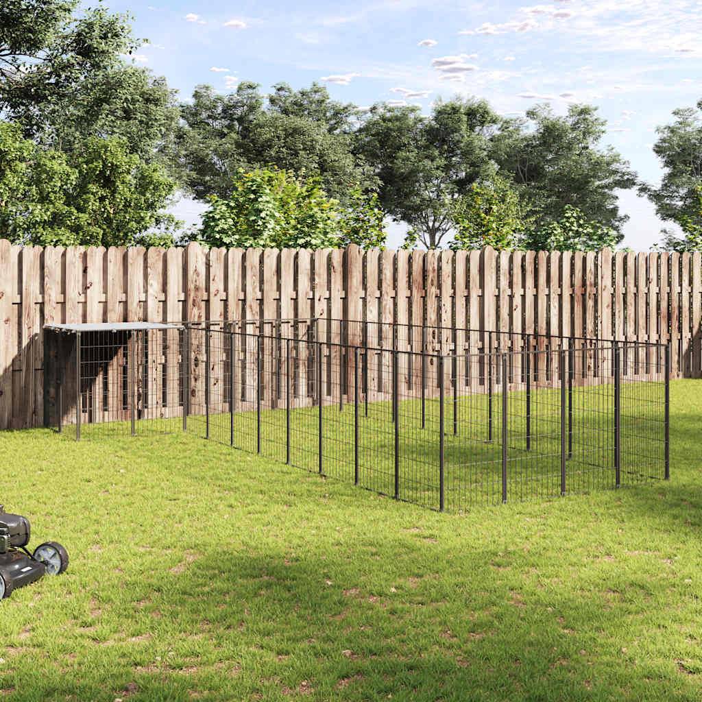 Vidaxl - Chenil Noir 13,31 m² Acier vidaXL 3082238 - Imagen 1