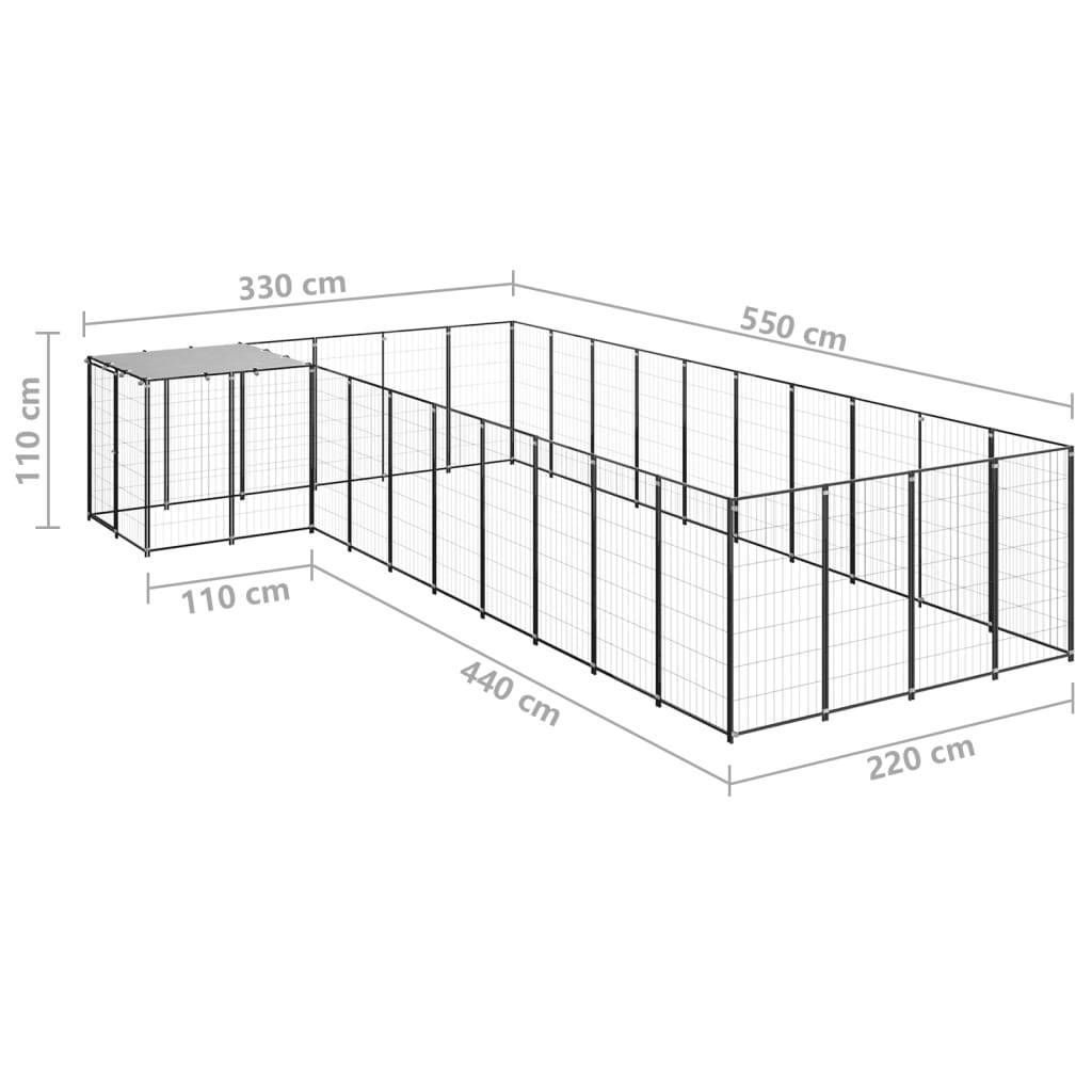 Vidaxl - Chenil Noir 13,31 m² Acier vidaXL 3082238 - Imagen 3