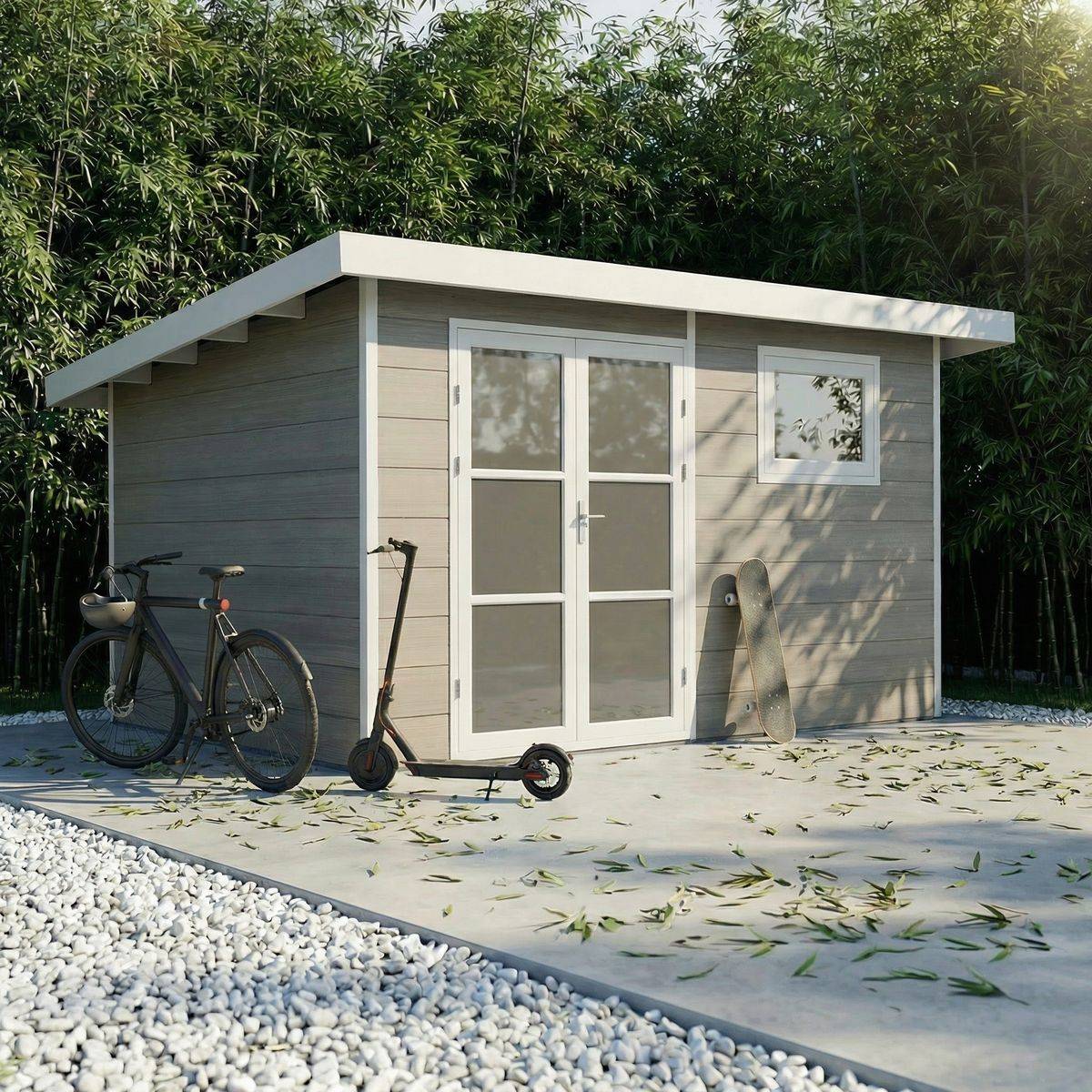 Direct Abris - Abri de Jardin Composite ALMA - 11m2 Gris clair - Garantie 20 ans - Cabanon de Jardin