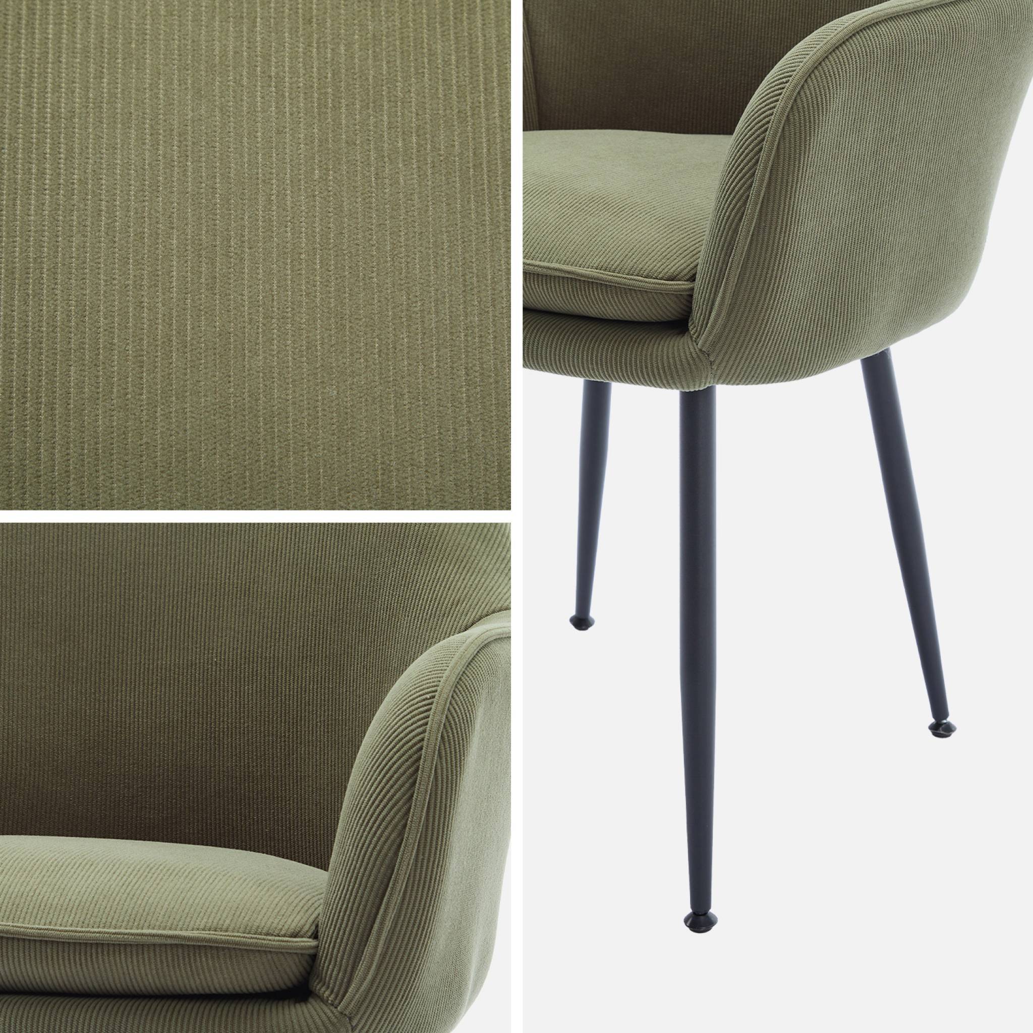 sweeek - Fauteuil en velours côtelé kaki et pieds en métal noir mat. L 57 x P 59 x H 84.5 | sweeek - Image 5