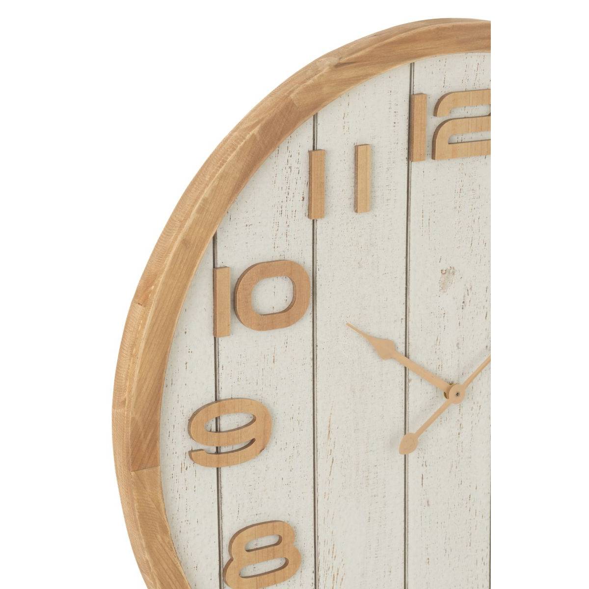 Horloge Murale en Bois "Beatriz" 60cm Blanc & Naturel - Image 2