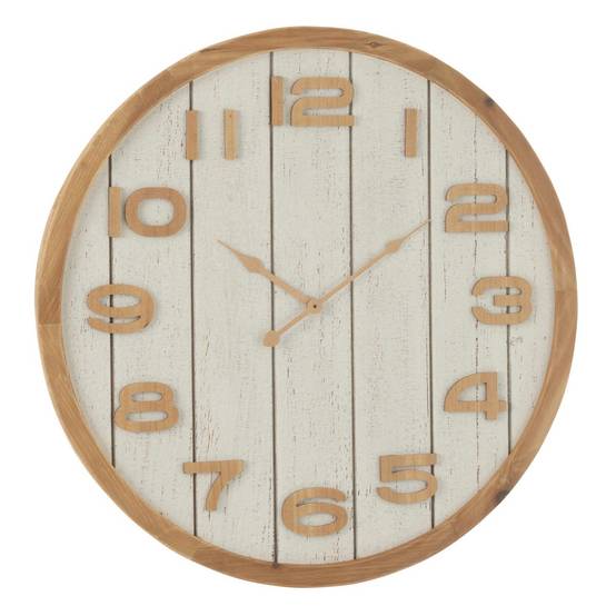 Horloge Murale en Bois "Beatriz" 60cm Blanc & Naturel - Image 1