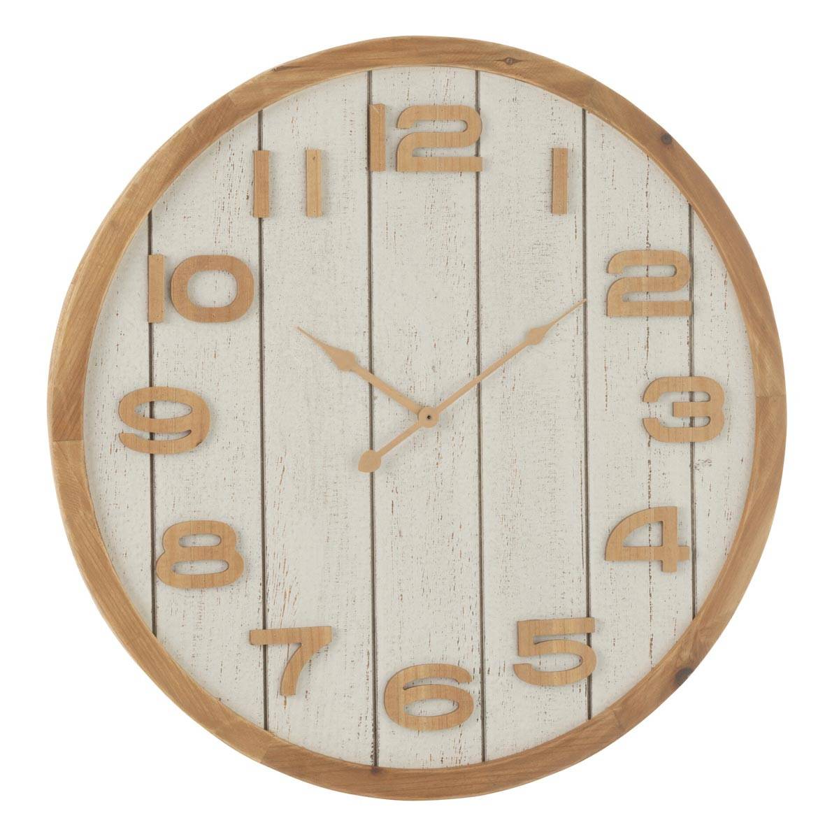 Horloge Murale en Bois "Beatriz" 60cm Blanc & Naturel - Image 1
