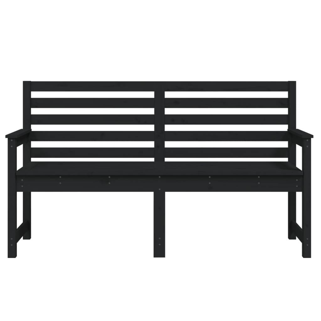 Helloshop26 - Banc de jardin meuble de patio d'extérieur terrasse noir 159,5 x 48 x 91,5 cm bois massif de pin - Imagen 2