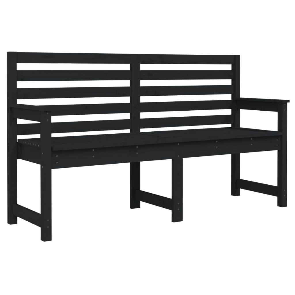 Helloshop26 - Banc de jardin meuble de patio d'extérieur terrasse noir 159,5 x 48 x 91,5 cm bois massif de pin - Imagen 1