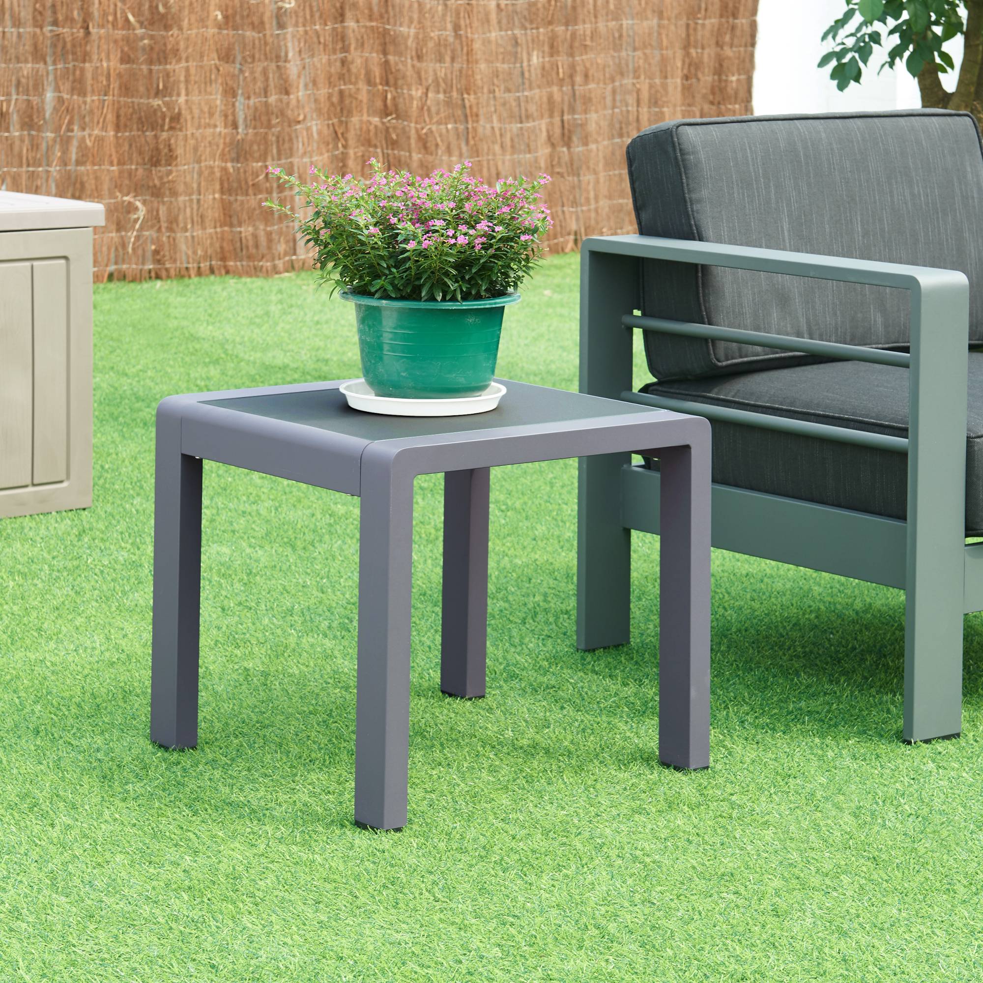 Casa.Pro - Table d'appoint de jardin Avise verre trempé 46 x 51 x 51 cm anthracite casa.pro - Imagen 2