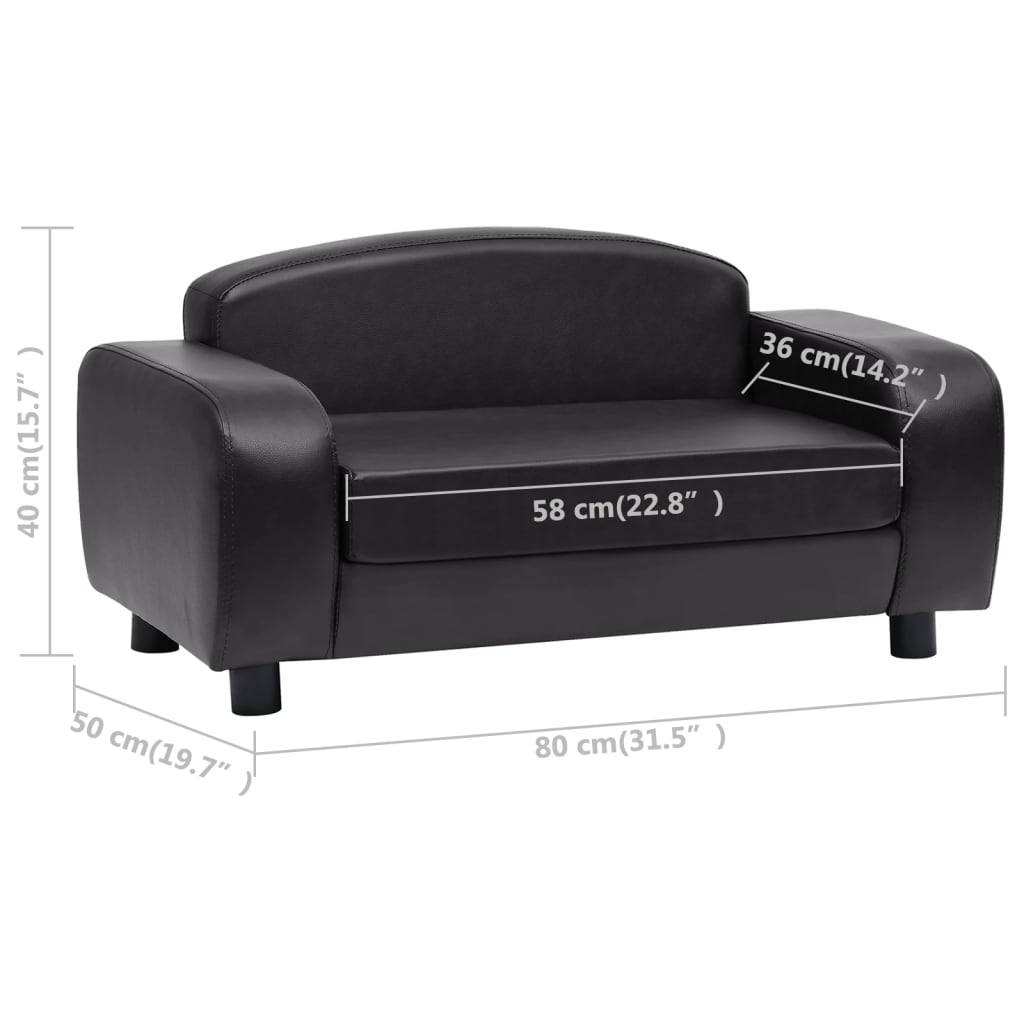Vidaxl - Canapé pour chien Noir 80x50x40 cm Similicuir vidaXL 170965 - Imagen 3