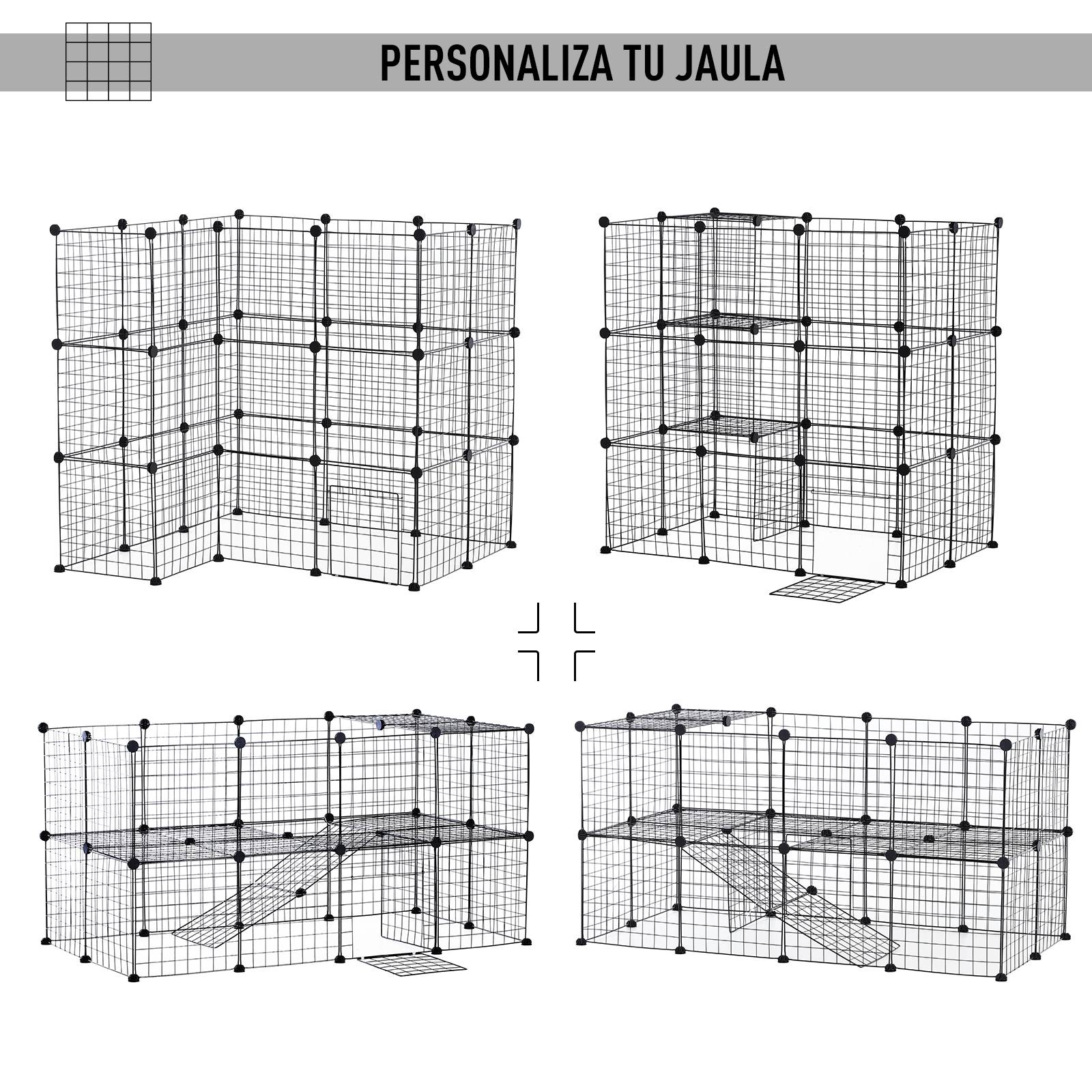 Parc modulable métal petits animaux 36 panneaux 2 niveaux 146x73x73cm noir - ComfortXL Outdoor Living - Image 6