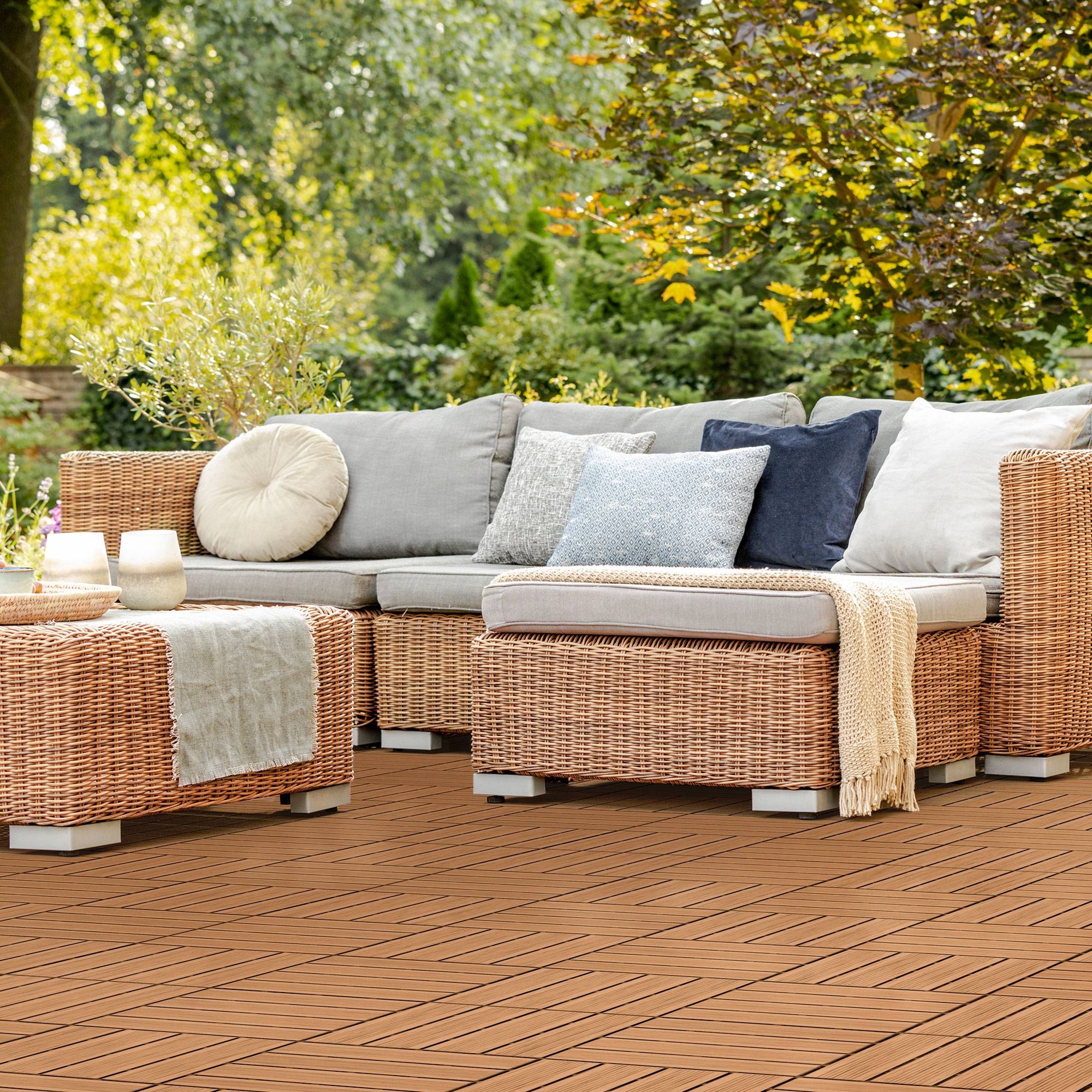 Ecd-Germany - Carreaux terrasse dalles 30x30 cm 4m² aspect bois marron clair - Imagen 1