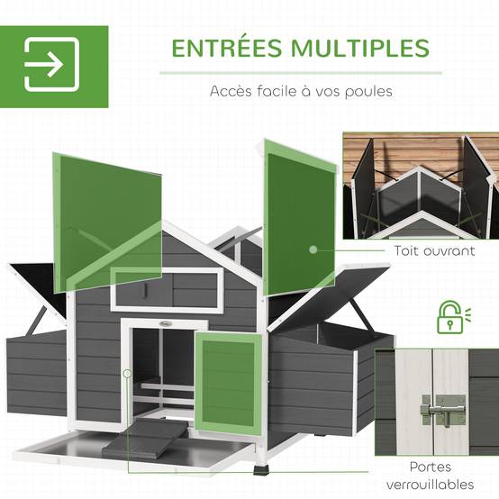 Poulailler avec pondoir bois gris - PANGIVO - Image 7