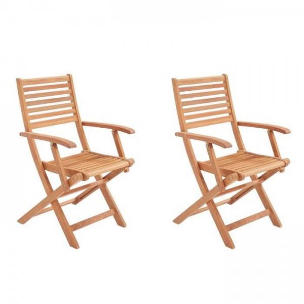 MARKET24 - Lot de 2 fauteuils de jardin pliants en Acacia FSC - 57 x 52 x 90 cm