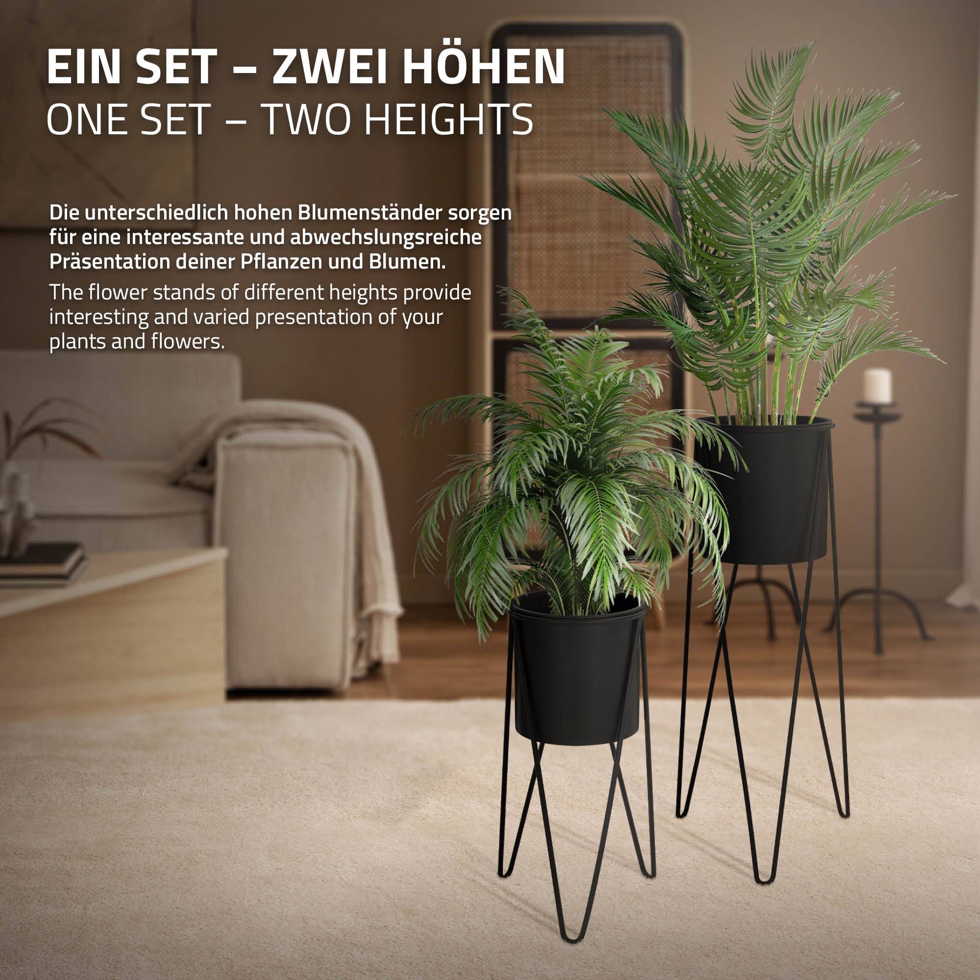 2x Support de plantes acier noir h: 48,5 et 75 cm pot de fleurs décoratif - Image 5