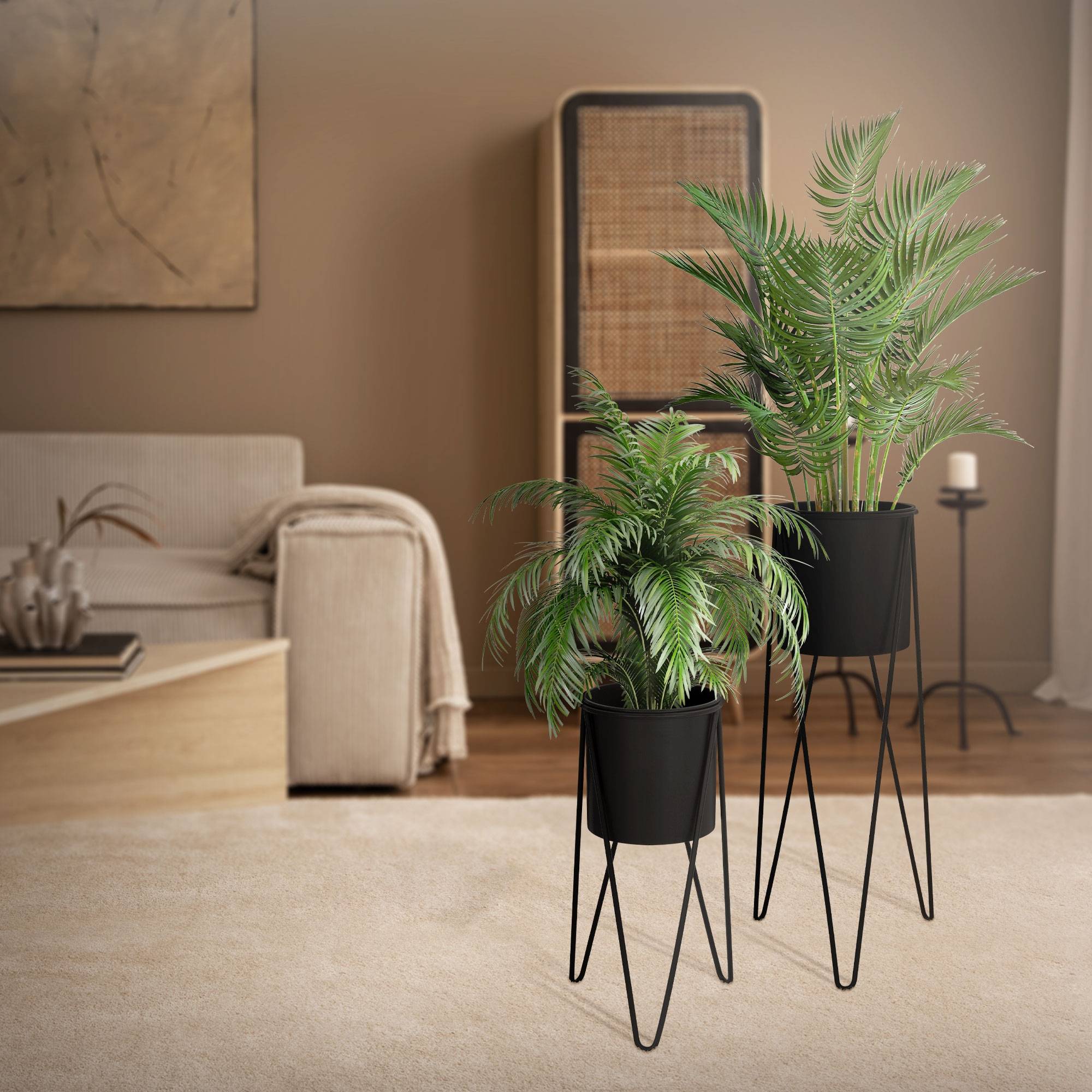 2x Support de plantes acier noir h: 48,5 et 75 cm pot de fleurs décoratif - Image 7