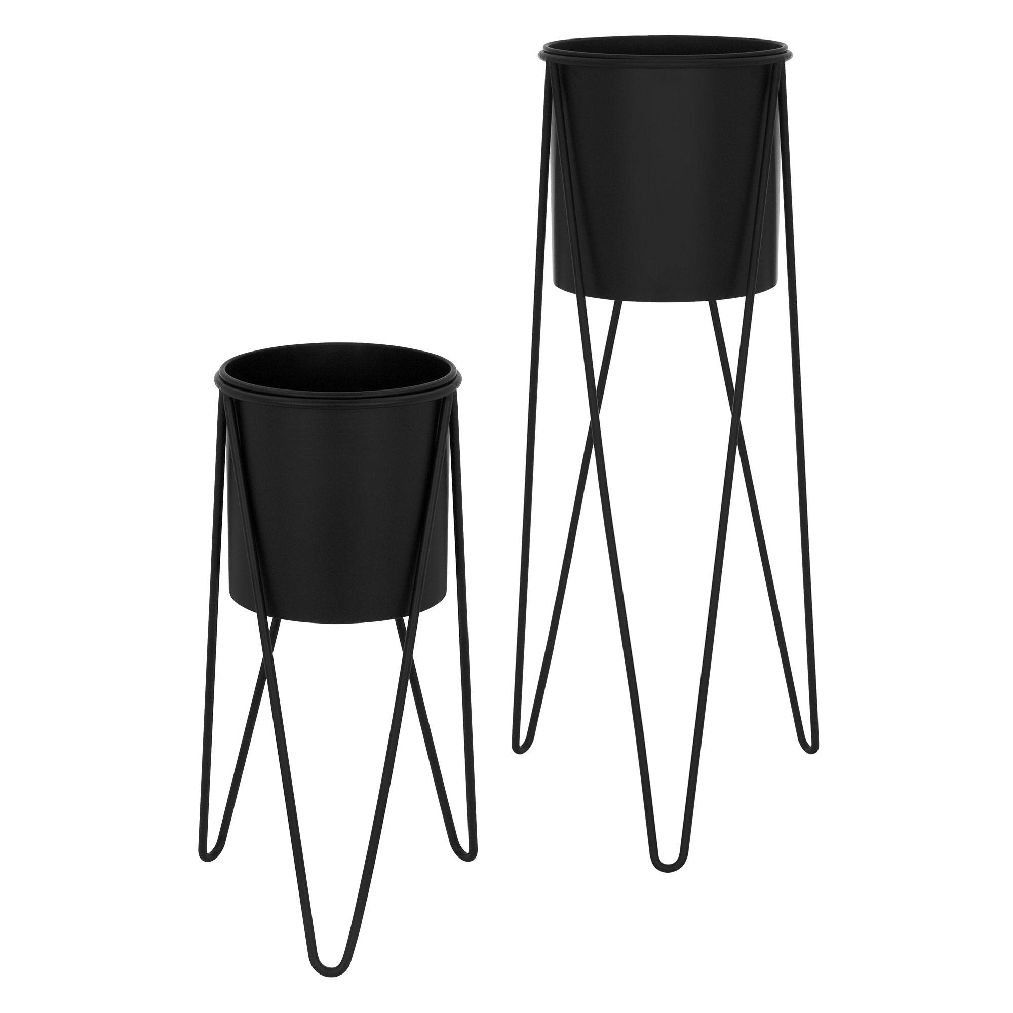 2x Support de plantes acier noir h: 48,5 et 75 cm pot de fleurs décoratif - Image 1