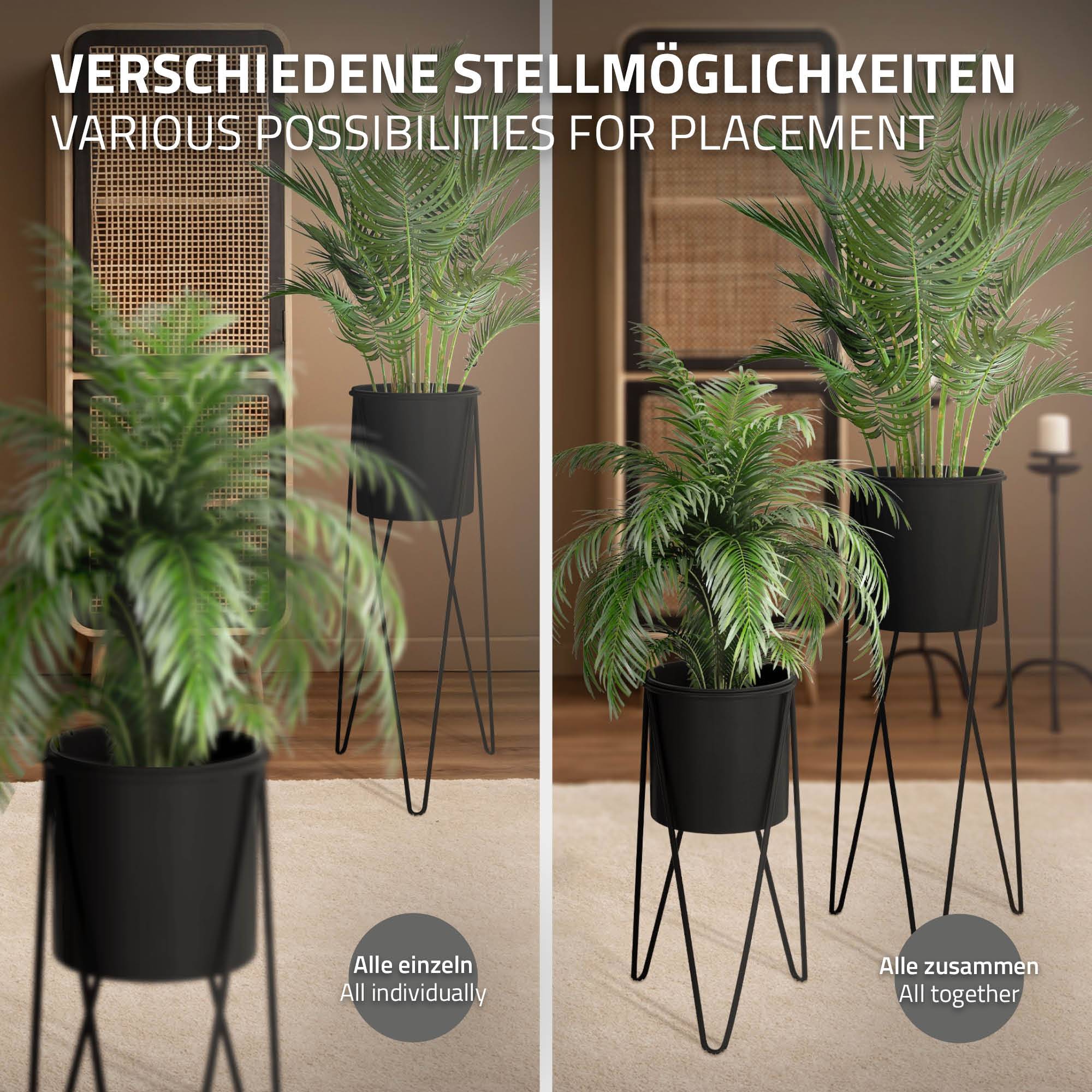 2x Support de plantes acier noir h: 48,5 et 75 cm pot de fleurs décoratif - Image 4