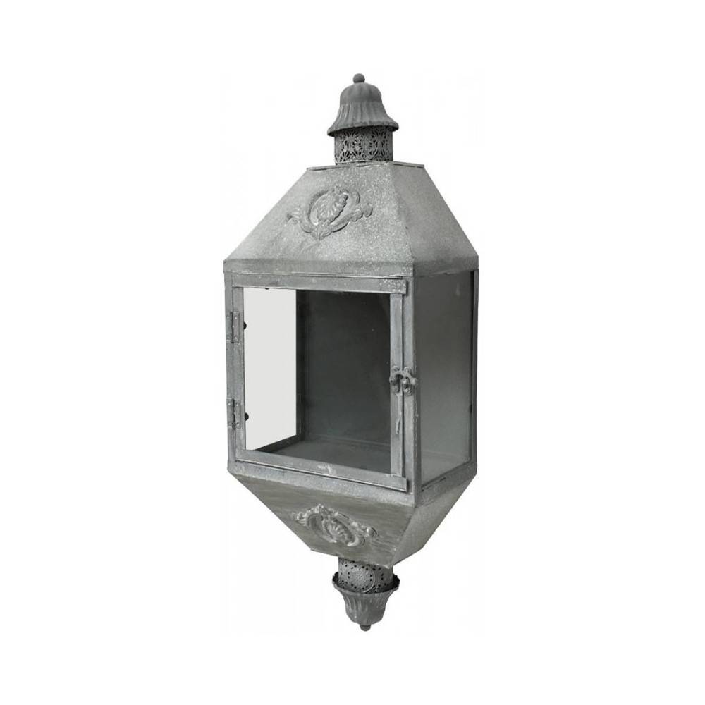Lanterne extérieure jardin bougie murale ancienne métal gris 70cm Chemin de campagne - Imagen 1