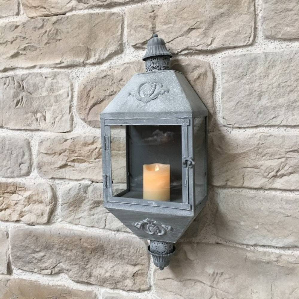 Lanterne extérieure jardin bougie murale ancienne métal gris 70cm Chemin de campagne - Imagen 3