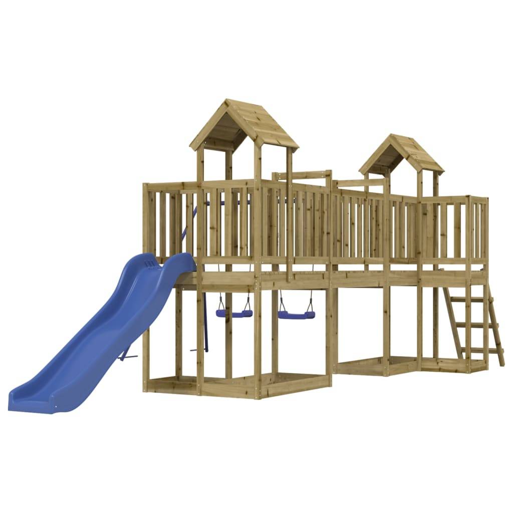 Helloshop26 - Aire de jeux d'extérieur balançoires toboggan portiques robuste jeux jardin 356 x 589 x 214 cm bois de pin imprégné - Imagen 2