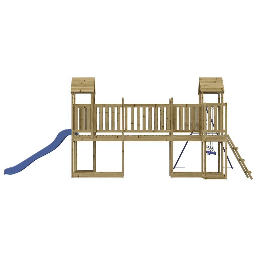 Helloshop26 - Aire de jeux d'extérieur balançoires toboggan portiques robuste jeux jardin 356 x 589 x 214 cm bois de pin imprégné - Imagen 5