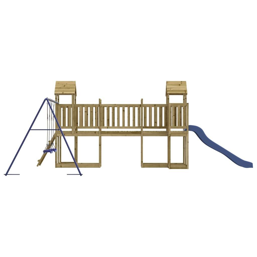 Helloshop26 - Aire de jeux d'extérieur balançoires toboggan portiques robuste jeux jardin 356 x 589 x 214 cm bois de pin imprégné - Imagen 4