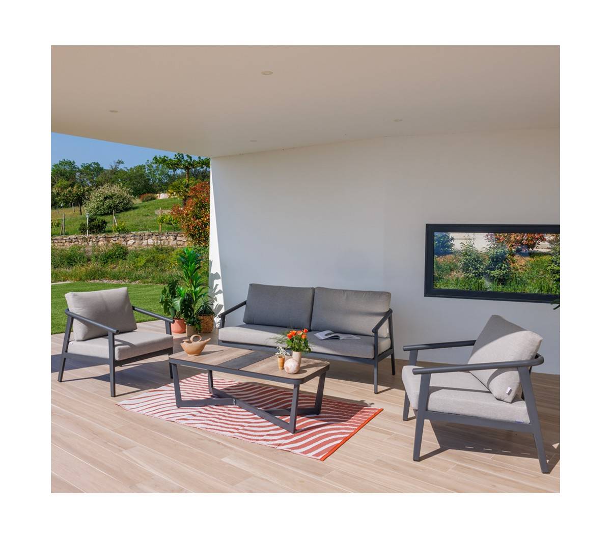 salon de jardin - 4 places en Aluminium - FONTANA - Imagen 1