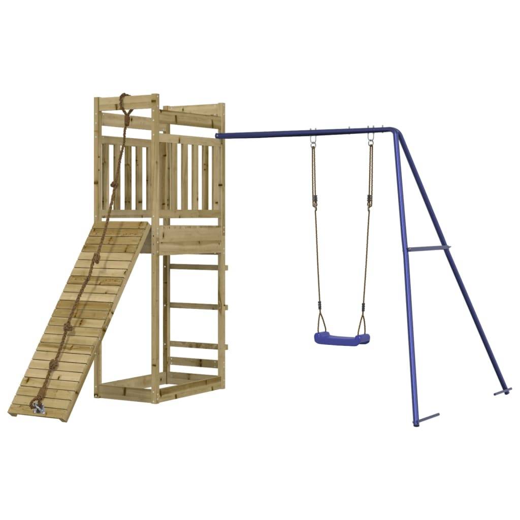 Helloshop26 - Aire de jeux d'extérieur balançoires toboggan portiques robuste jeux jardin 243 x 256 x 207 cm bois de pin imprégné - Imagen 1