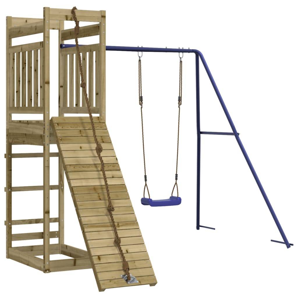 Helloshop26 - Aire de jeux d'extérieur balançoires toboggan portiques robuste jeux jardin 243 x 256 x 207 cm bois de pin imprégné - Imagen 3