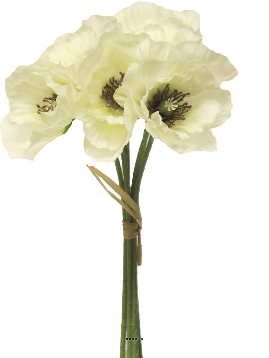 Artificielles - Bouquet de Pavot artificiel, H 29 cm Crème - BEST - couleur: Crème - Imagen 2