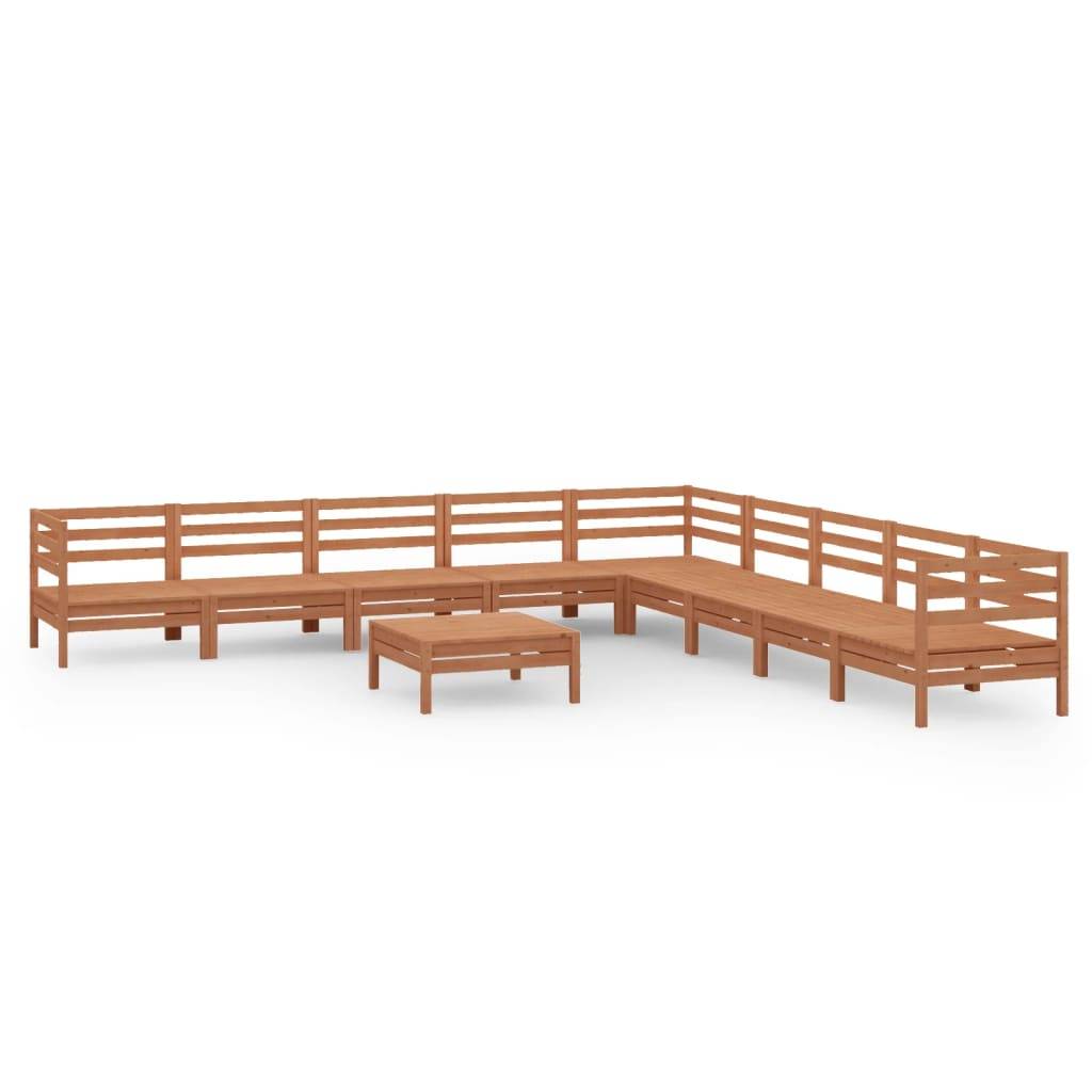 Helloshop26 - Salon de jardin meuble d'extérieur ensemble de mobilier 10 pièces bois de pin massif marron miel - Imagen 1