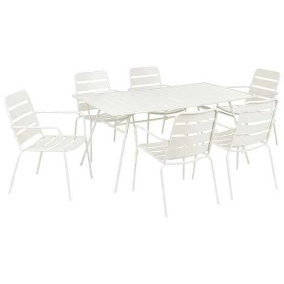 Set de salle à manger, 6 Personnes Métal Beige clair TERENZO - Beliani - Image 1