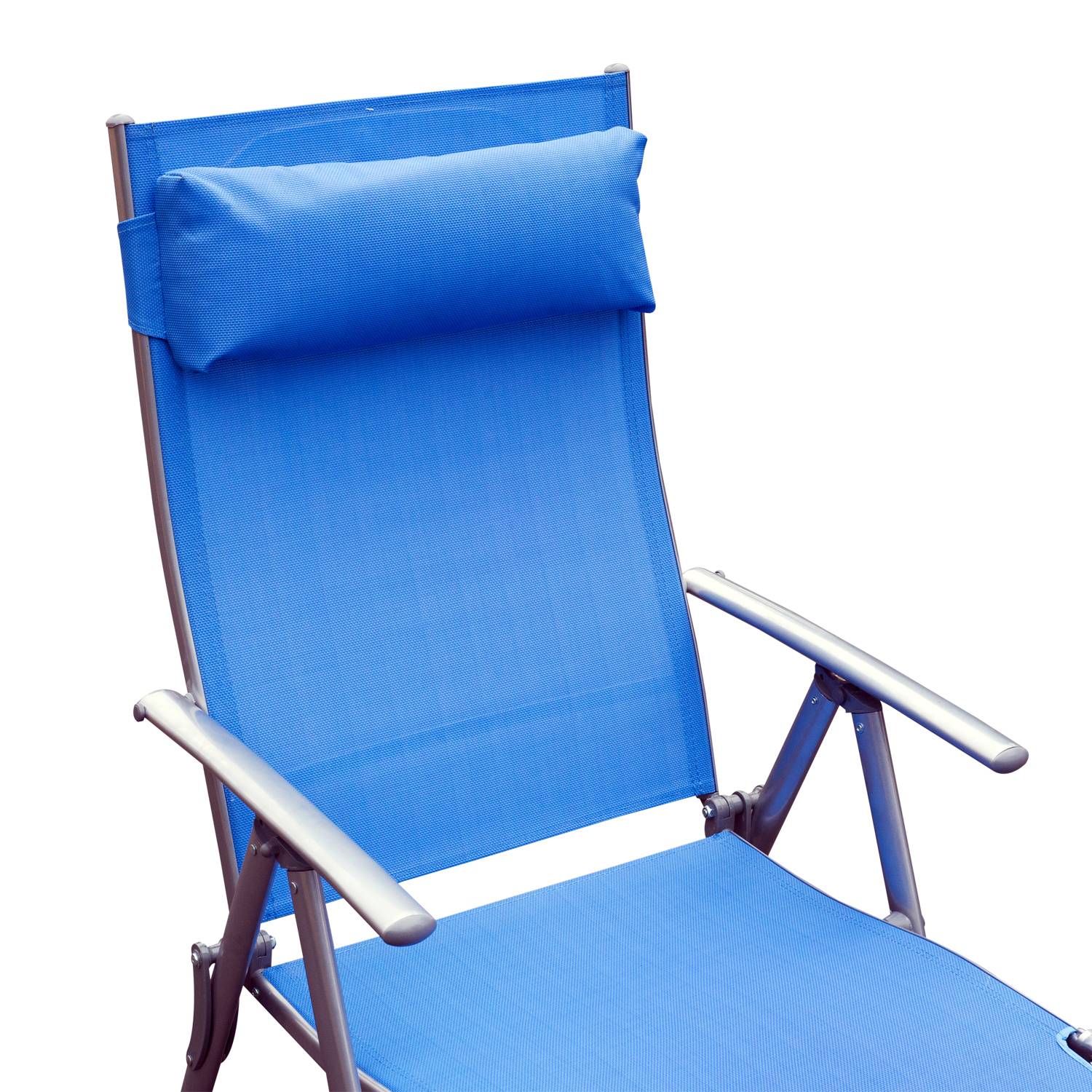 Outsunny - Bain de soleil pliable dossier inclinable multi-positions têtière fournie métal époxy textilène bleu - Outsunny - Imagen 8