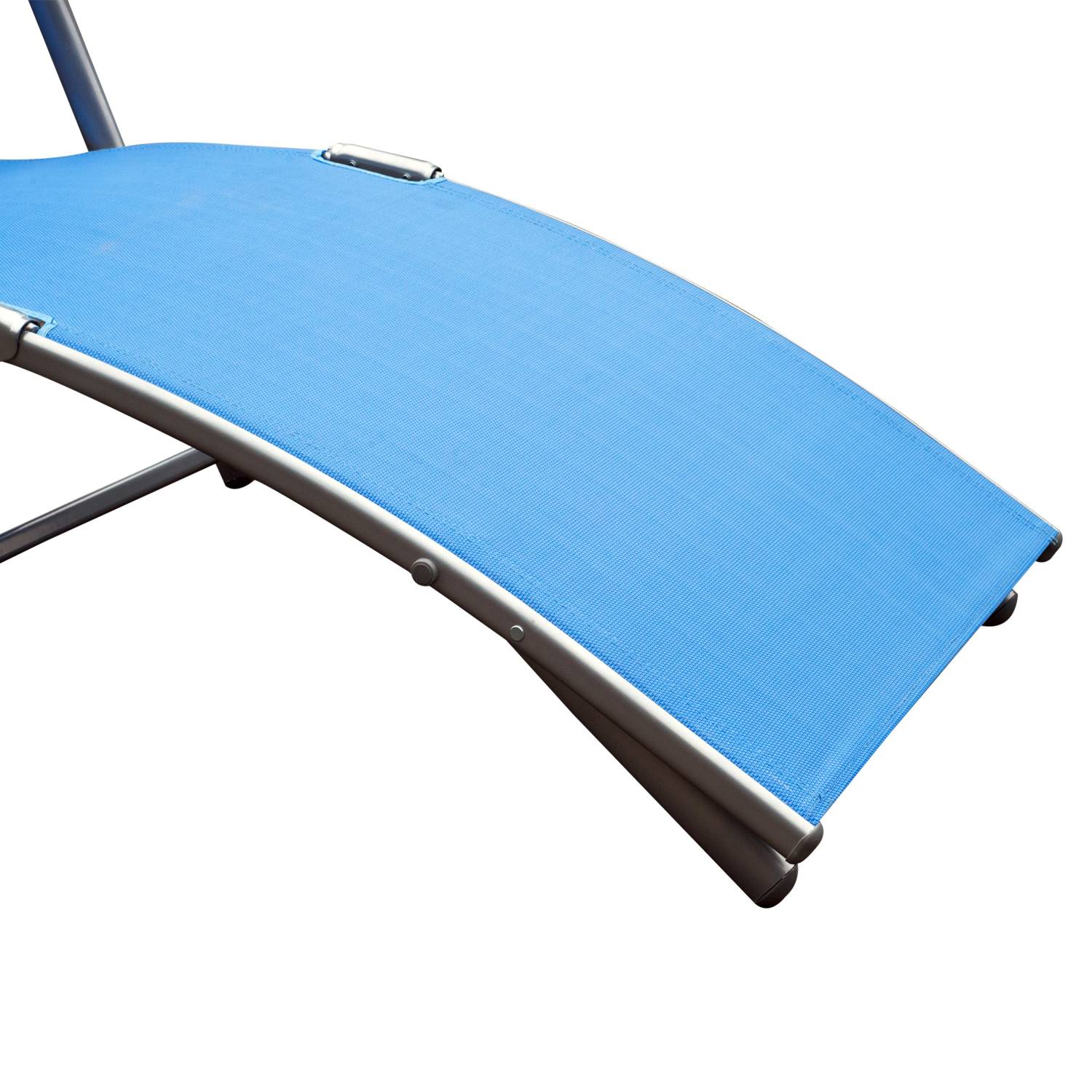 Outsunny - Bain de soleil pliable dossier inclinable multi-positions têtière fournie métal époxy textilène bleu - Outsunny - Imagen 9