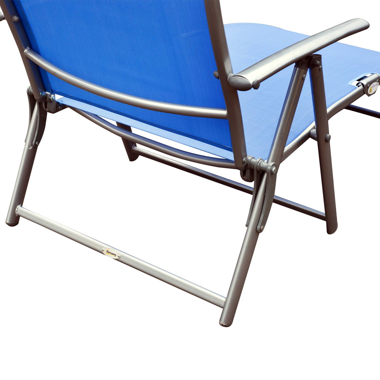 Outsunny - Bain de soleil pliable dossier inclinable multi-positions têtière fournie métal époxy textilène bleu - Outsunny - Imagen 7