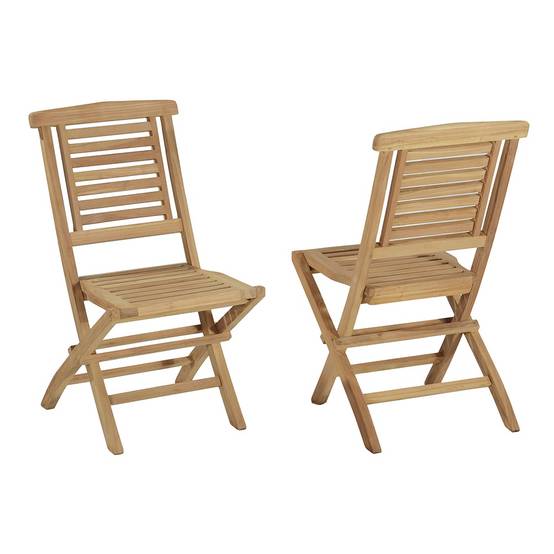 Chaises de jardin pliantes en teck massif Barbade (lot de 2) - TECK'Attitude - Image 1