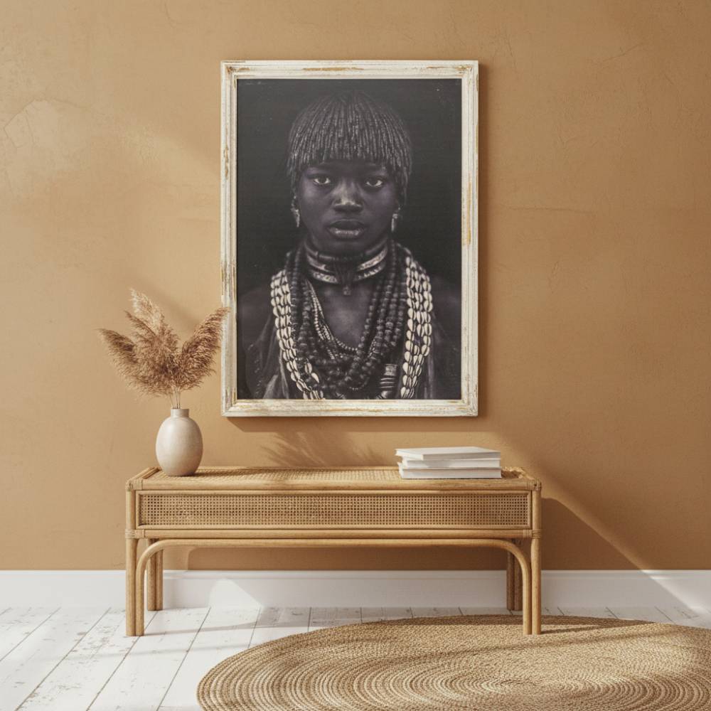 Aubry Gaspard - Tableau portrait femme africaine - Noir et blanc - Imagen 2